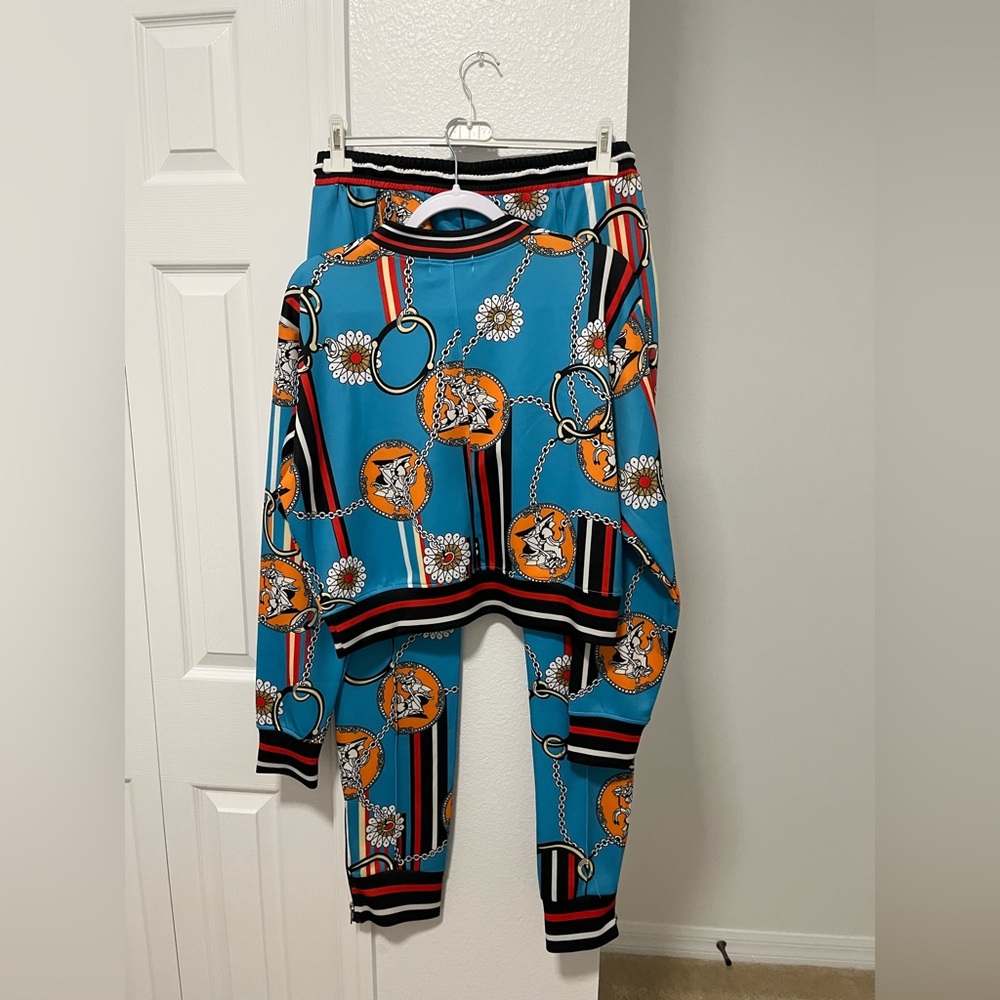 COPY - HALFHEART SET OF PANTS AND SWEATER TURQUOISE AND BLACK COLOR SIZE L